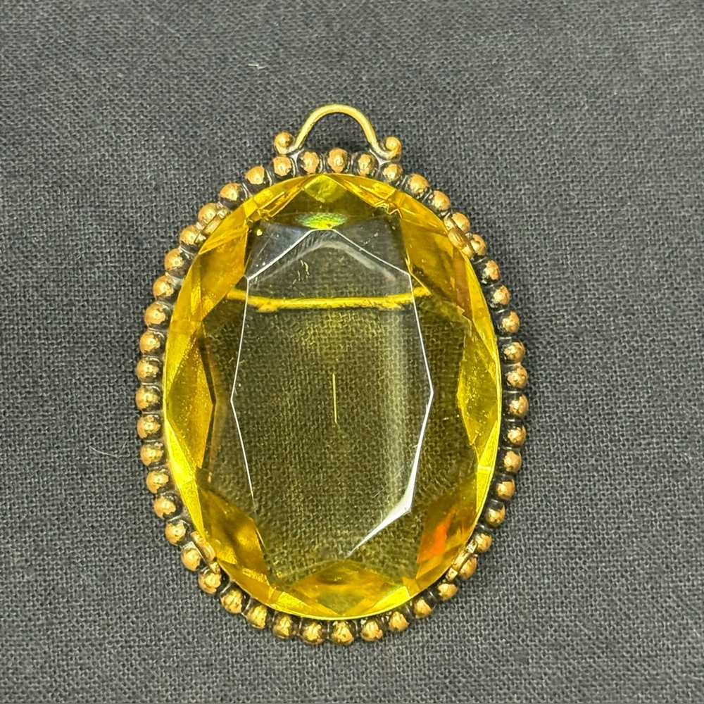 Vintage Bomae Pendant/Brooch Large Faux Citrine
